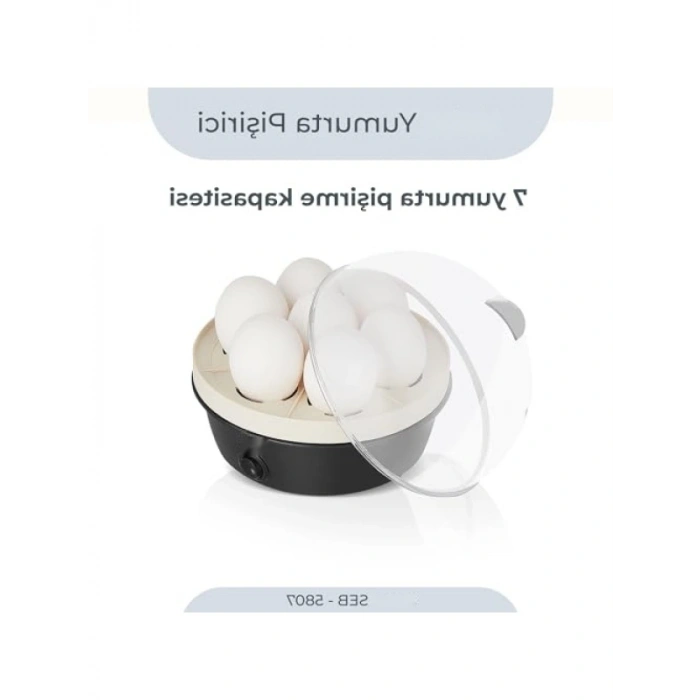 7 Yumurtalı Elektrikli Yumurta Pişirici, Sesli Uyarı ve Paslanmaz Çelik Taban