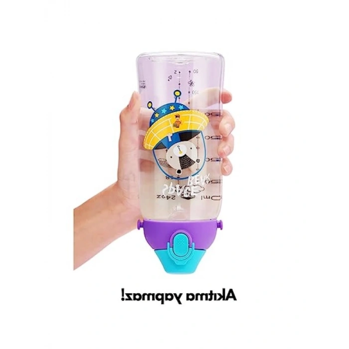 700ml Kılıflı Çocuk Matarası - İki Kapaklı, Pipetli ve Pipetsiz