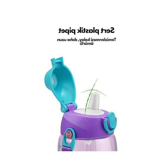 700ml Kılıflı Çocuk Matarası - İki Kapaklı, Pipetli ve Pipetsiz