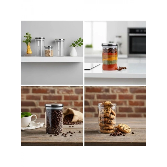 700ml Vakumlu Metal Kapaklı Borosilikat Cam Kavanoz - Modern Tasarım