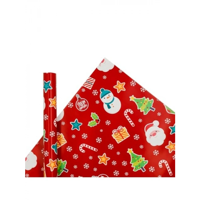 70x100 cm Premium Yılbaşı Hediye Paketleme Kağıdı 2li Set | Kolay Kullanım, Canlı Renkler