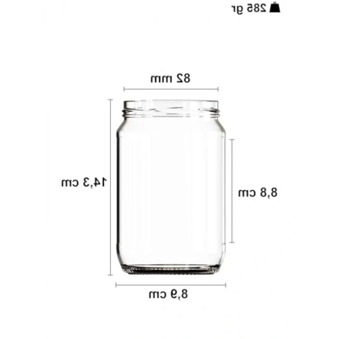 720 ml Şeffaf Cam Kavanoz, Metal Siyah Kapaklı, 6 Adet