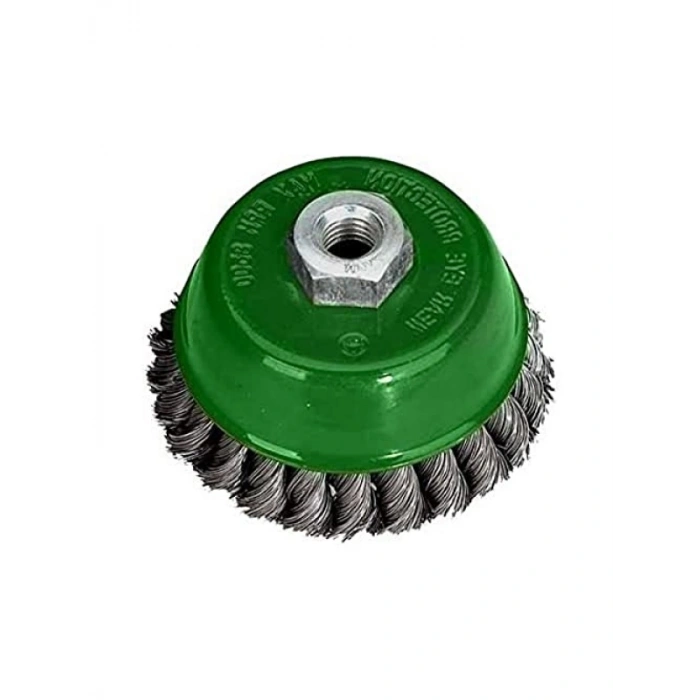 75 mm Burma Telli Çanak Fırça, Gri/Yeşil
