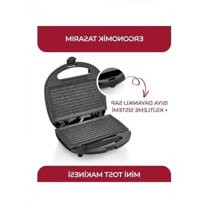 750W Döküm Plakalı Tost Makinesi - Yapışmaz Yüzey
