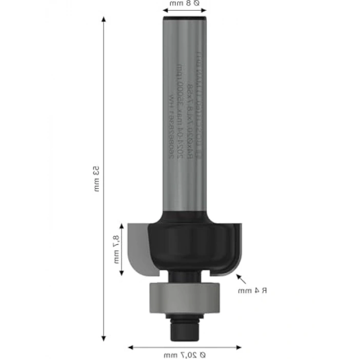 8 mm Şaftlı 20,7 mm Profil Freze Ucu