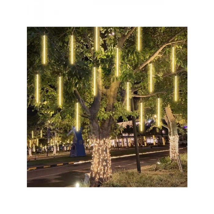 8 Saçaklı Kayar LED Meteor Işık Seti - 3,2 Metre Uzunluk