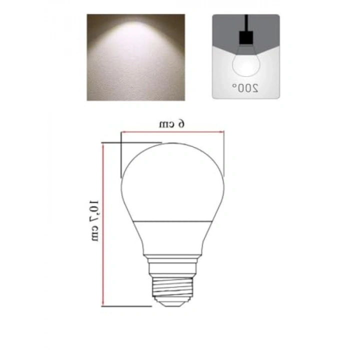 8.5W 63W E27 Led Ampul - 4000K Gün Işığı