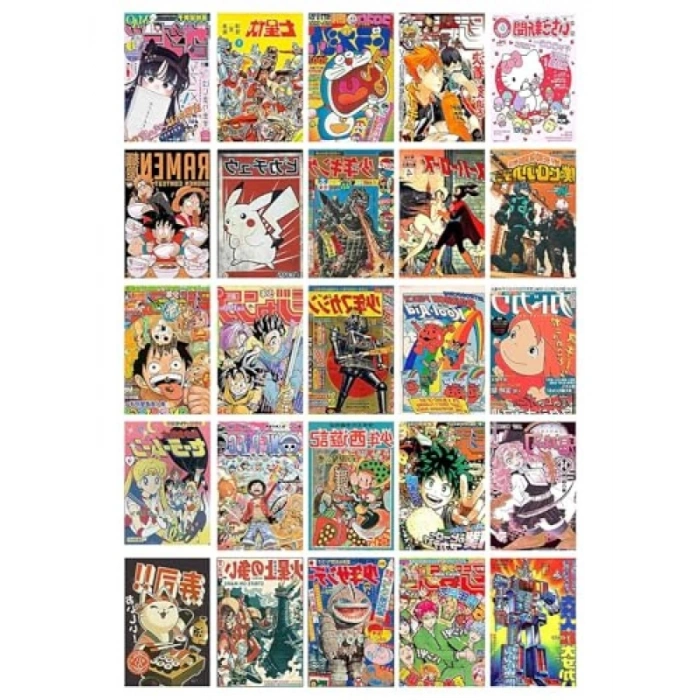90 Adet Vintage Anime Temalı Duvar Poster Seti, Özel Tasarım Kutulu