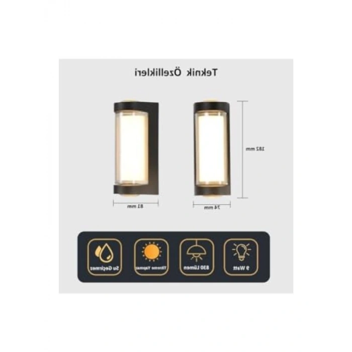 9W Dekoratif Su Geçirmez Üç Yönlü LED Aplik