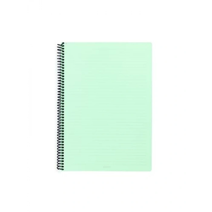 A4 100 Yaprak Çizgili Spiralli Defter - Yeşil PP Kapaklı