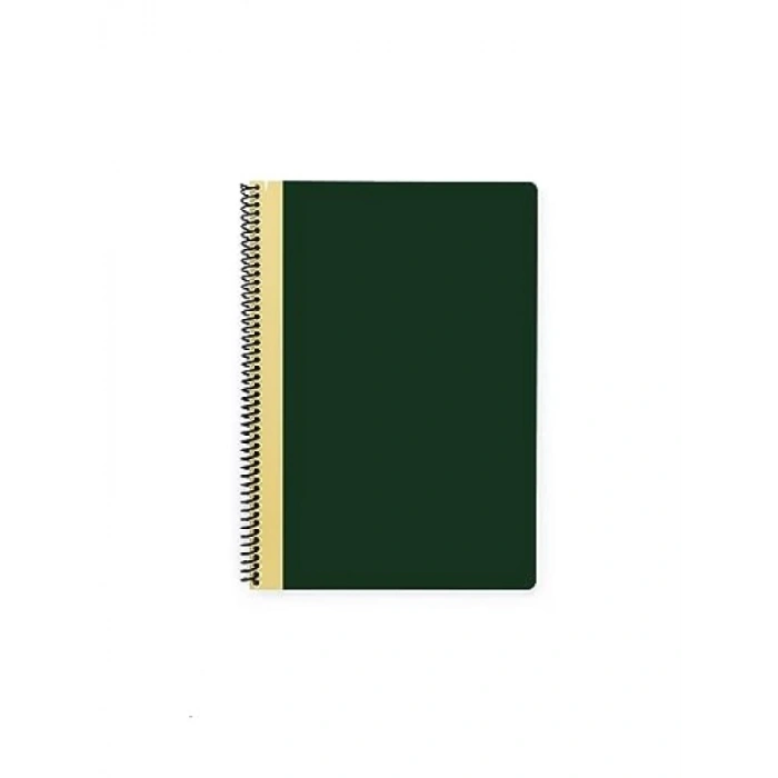 A4 120 Yaprak Çizgili Spiralli Defter - Yeşil Karton Kapak