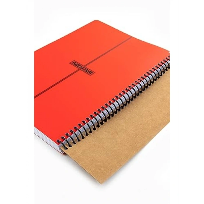 A4 Boyutunda 6 Konulu Spiralli Defter, 180 Yaprak, Kırmızı Kapak