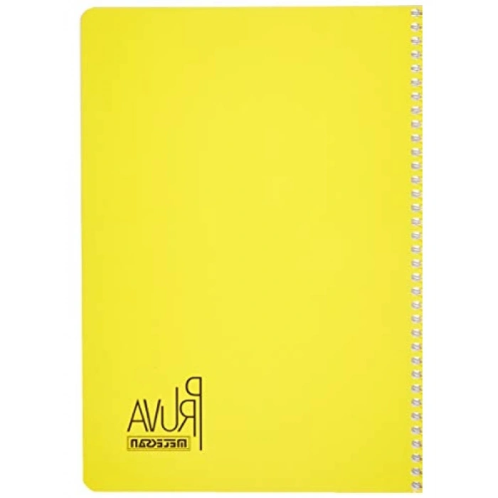 A4 Büyüklüğünde Pet Spiralli Kareli Defter - 144 Yaprak, Sarı