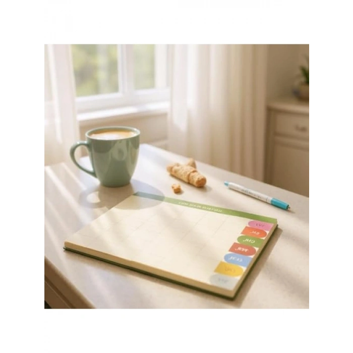 A4 Haftalık Masa Planlayıcı, Minimal Tasarım, 80 Yaprak