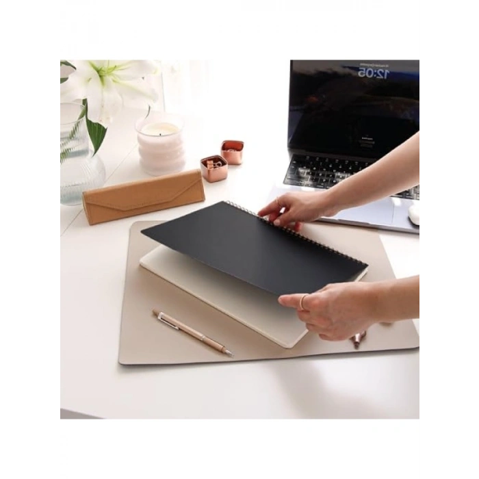 A4 Siyah Kraft Karton Kapaklı 70 Yapraklı Noktalı Not Defteri - 110 Gram