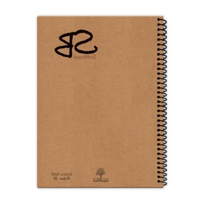 A5 Boyutunda 140 Sayfa Kraft Kapak Spiralli Defter - Kareli Kağıt