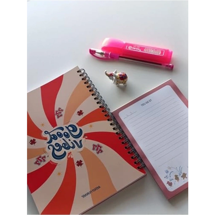 A5 Spiralli Haftalık Planlayıcı, Süresiz Dream Ajanda Seti (Kırmızı)