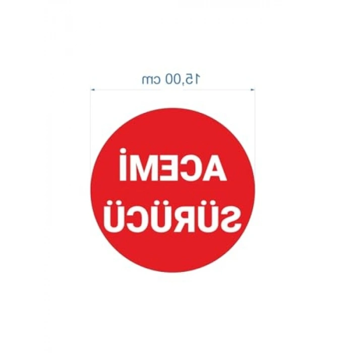 Acemi Sürücü Yazılı Kırmızı Sticker, 15x15 cm
