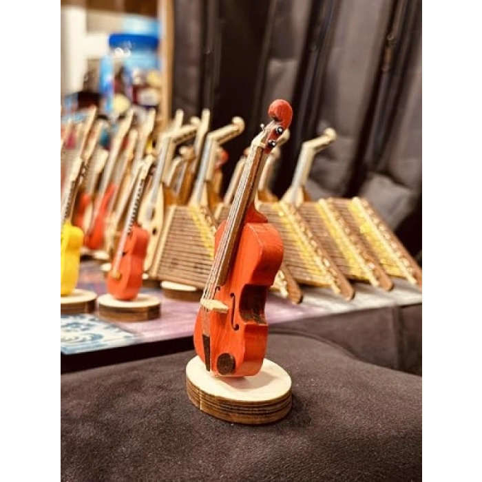 Ahşap Minyatür Keman Dekoratif Müzik Aleti