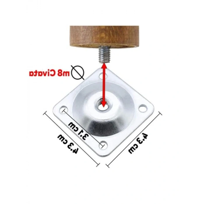 Ahşap Mobilya İçin 12 cm M8 Civatalı Masa Ayakları Seti