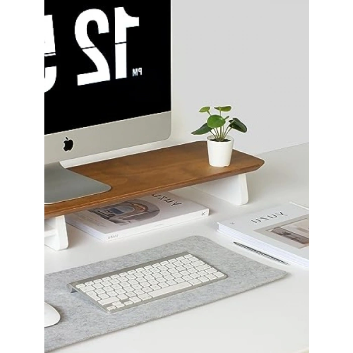 Ahşap Monitör Yükseltici Standı - Meşe Renk