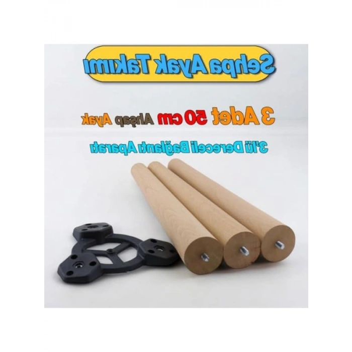 Ahşap Zigon Sehpa Ayak Takımı - 50 cm, 3lü Set