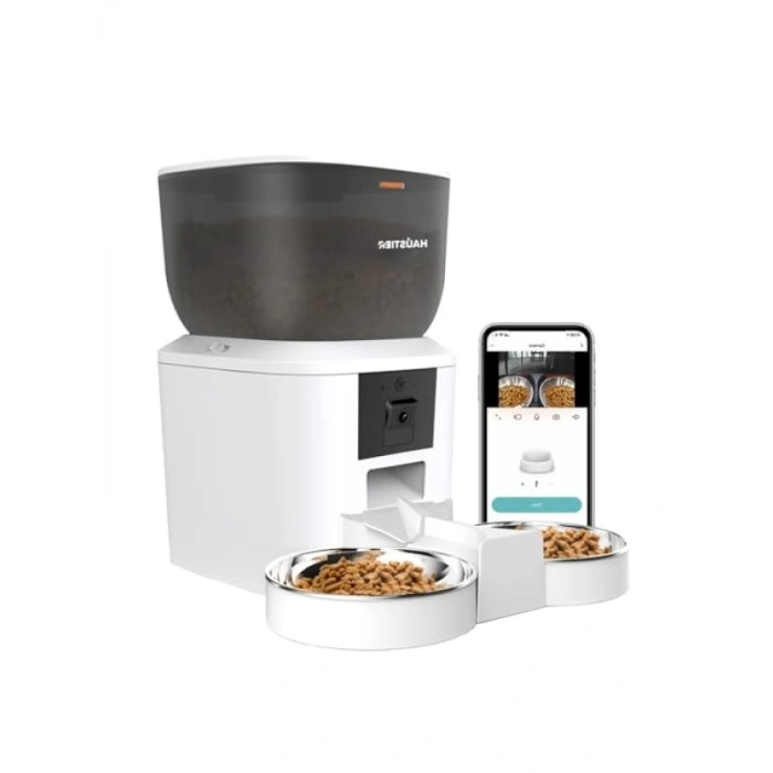 Akıllı Kedi Mama Kabı, 1080P Gece Görüş Kamerası, Wi-Fi Kontrol, 4Lt Kapasiteli