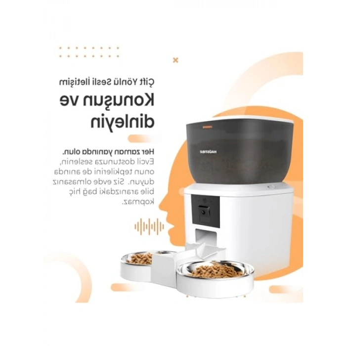 Akıllı Kedi Mama Kabı, 1080P Gece Görüş Kamerası, Wi-Fi Kontrol, 4Lt Kapasiteli
