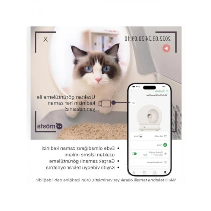 Akıllı Kedi Tuvaleti - Entegre HD Kamera ve Otomatik Temizleme Sistemi