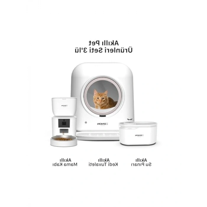 Akıllı Otomatik Kedi Tuvaleti ve Besleme Seti 3lü