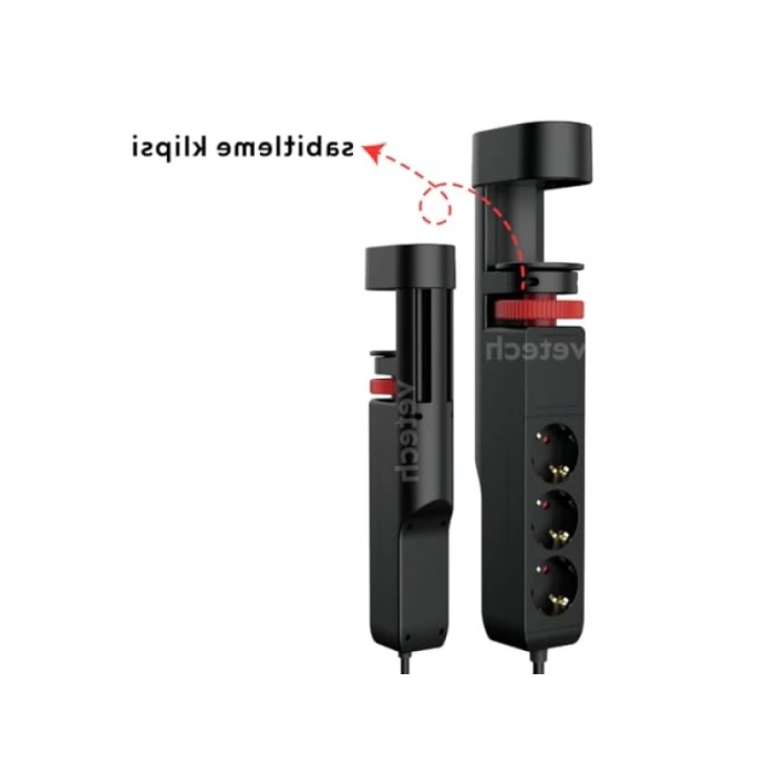 Akım Korumalı Masa Kenarı Priz - 3 Priz + 2 USB + 1 Type C
