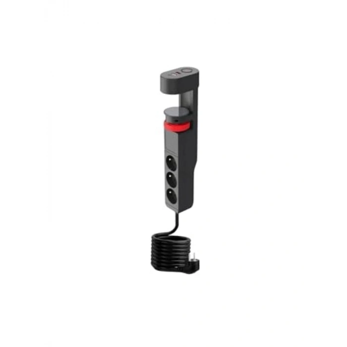 Akım Korumalı Masa Kenarı Priz, USB Girişli, 3’lü