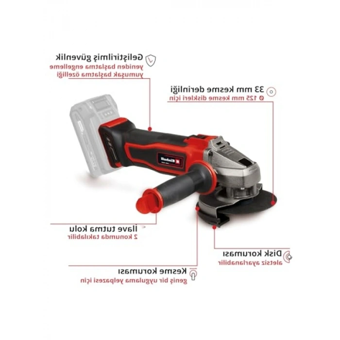 Akülü Avuç Taşlama 18V - 125 mm Disk ile Güçlü Kesim
