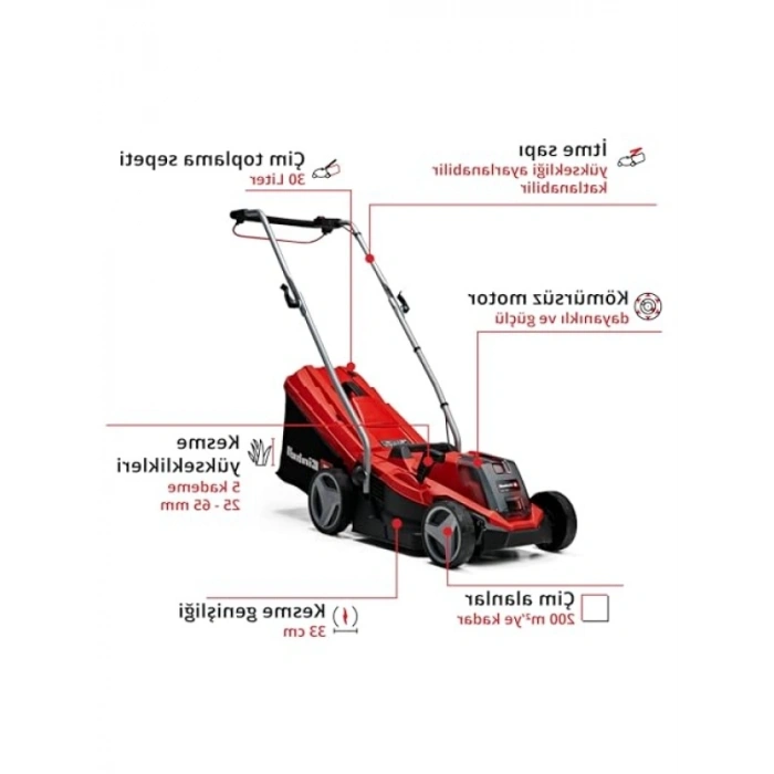 Akülü Çim Biçme Makinesi, 33 cm Kesme Genişliği