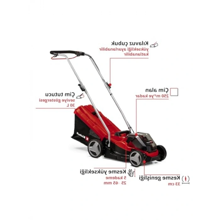Akülü Çim Biçme Makinesi, 36V, 33 cm Kesim Genişliği