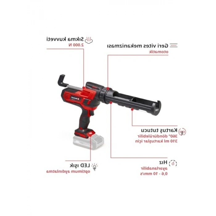 Akülü Silikon Tabancası - 18 V, 310 ml Kartuş Desteği