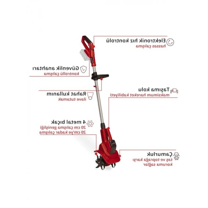 Akülü Toprak Çapa Makinesi - 20 cm Çalışma Genişliği