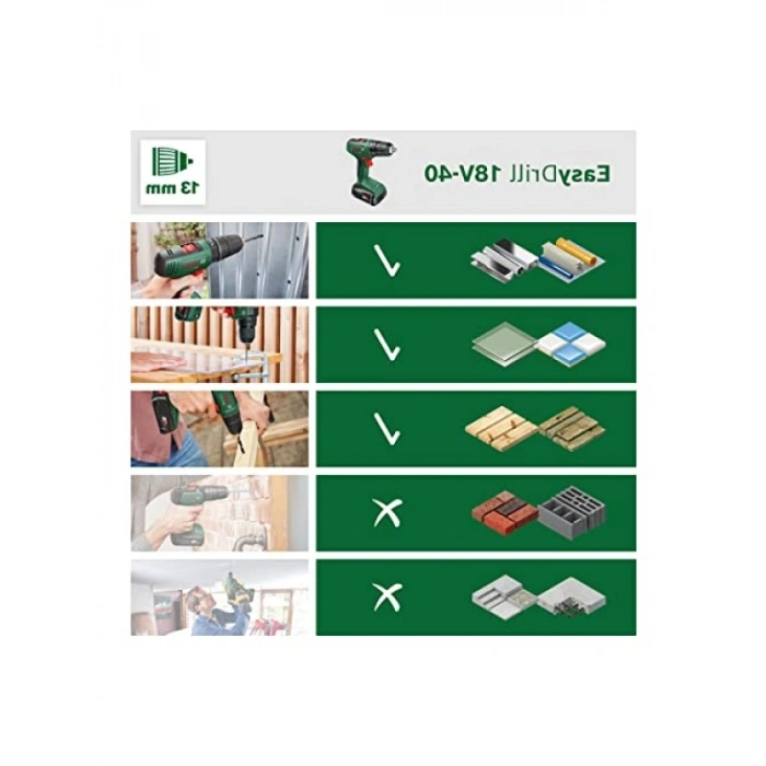 Akülü Vidalama Makinesi, 18V, 2.0 Ah Akü ile