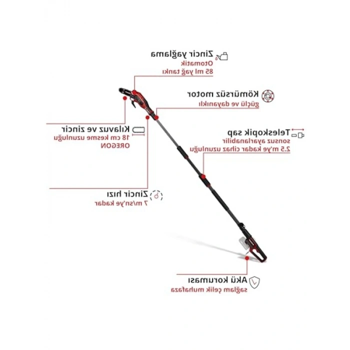 Akülü Yüksek Dal Budama Testeresi - 18V, 18 cm Kesim Uzunluğu