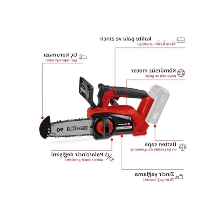 Akülü Zincirli Testere, 18V Kömürsüz Motor