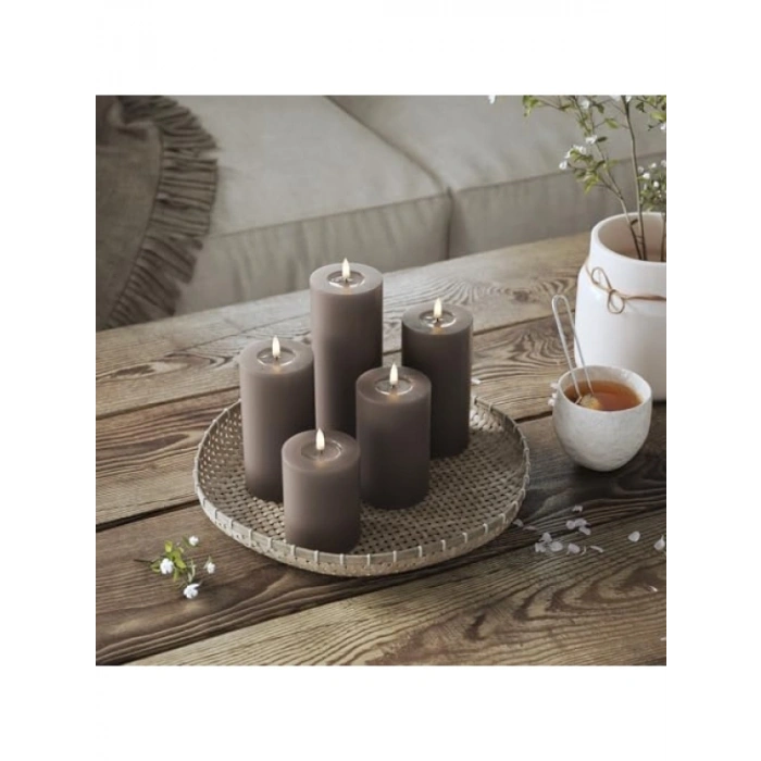 Alevsiz LED Mum - Moka Renk - 5 x 10 cm