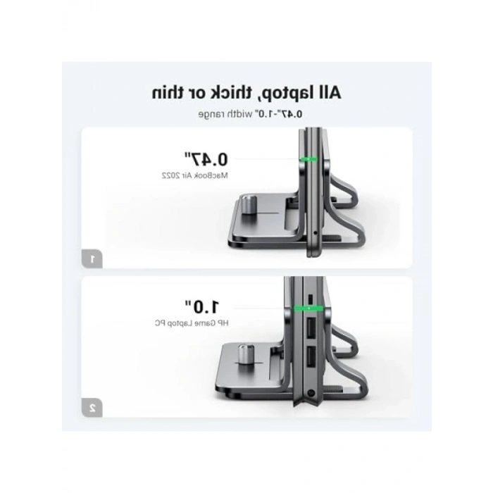 Alüminyum Dikey Masaüstü Laptop Standı - Ergonomik Tasarım