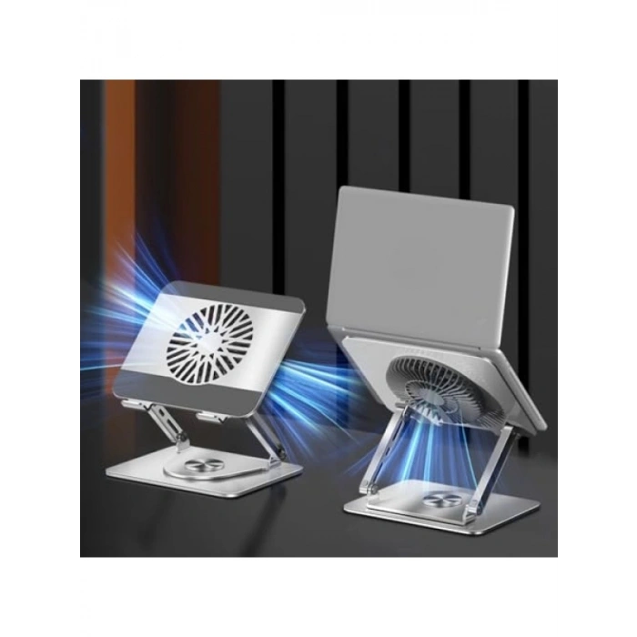 Alüminyum Laptop Standı - Soğutmalı, Mıknatıslı, 360° Döner, Ayarlanabilir