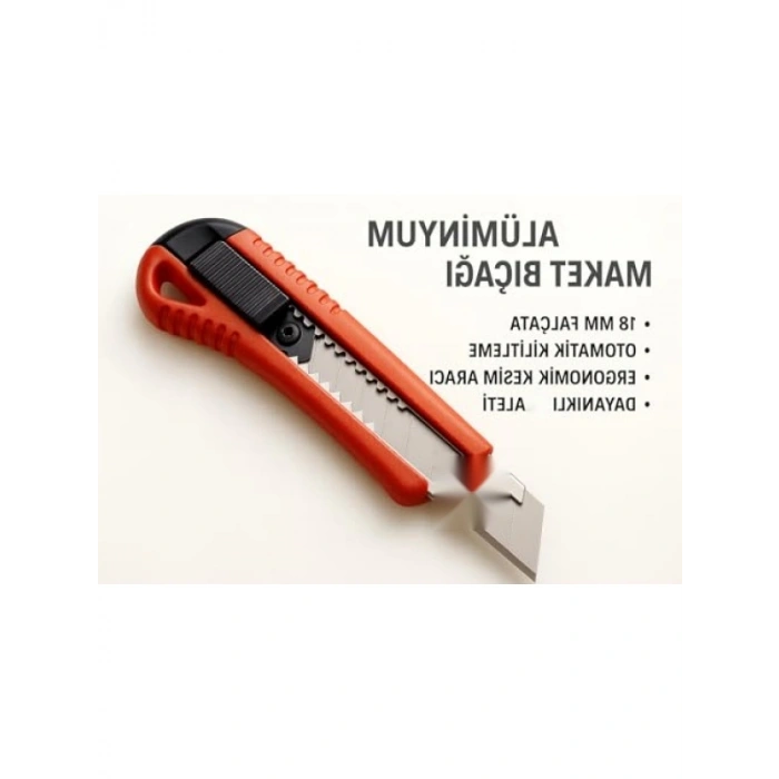 Alüminyum Maket Bıçağı - 18 mm, Otomatik Kilitleme Sistemi