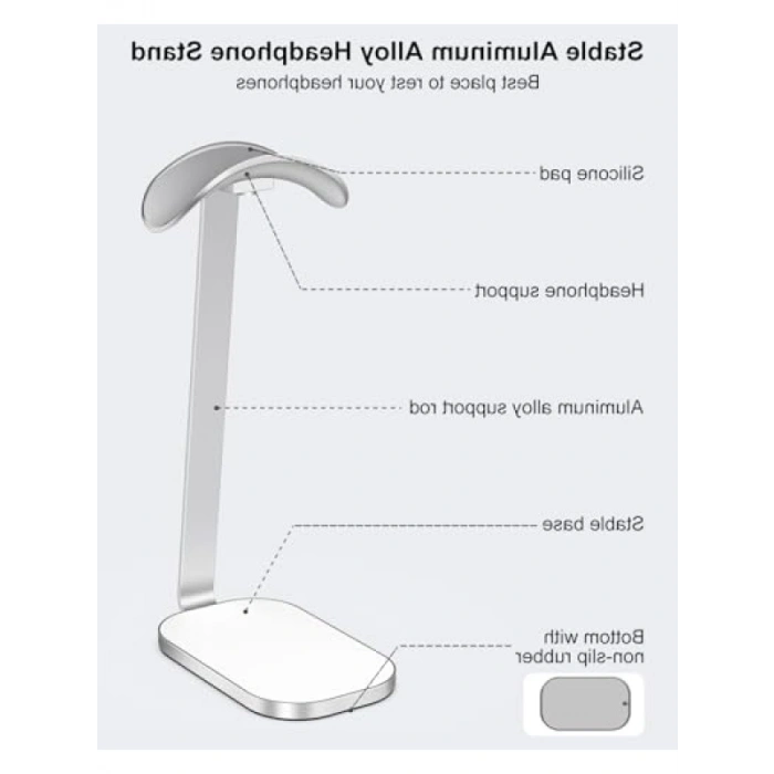 Alüminyum ve Silikon Kulaklık Standı - Gümüş Beyaz