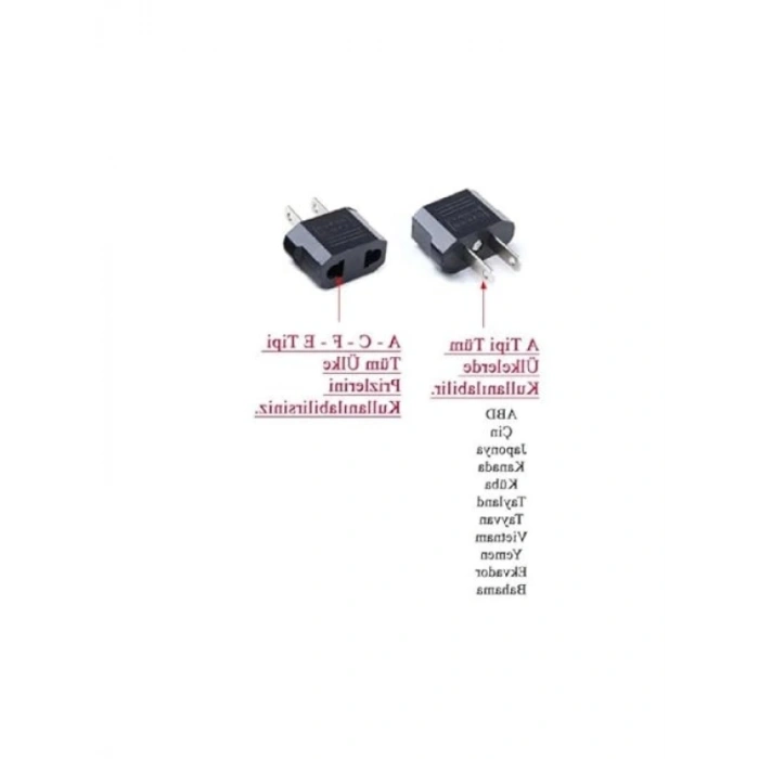 Amerikan Priz Dönüştürücü Adaptör - 2 Adet Set (USA-TR)