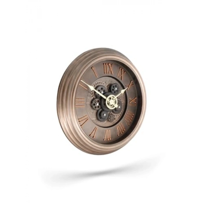 Antik Eskitme Kadranlı Duvar Saati, 40 CM Bronz Renk