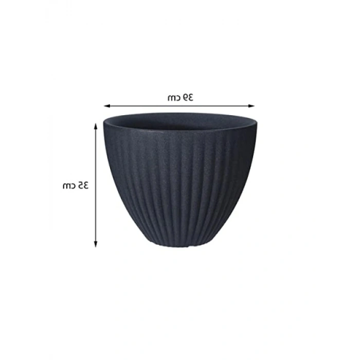 Antrasit Renkli 39 cm Çapında Plastik Saksı