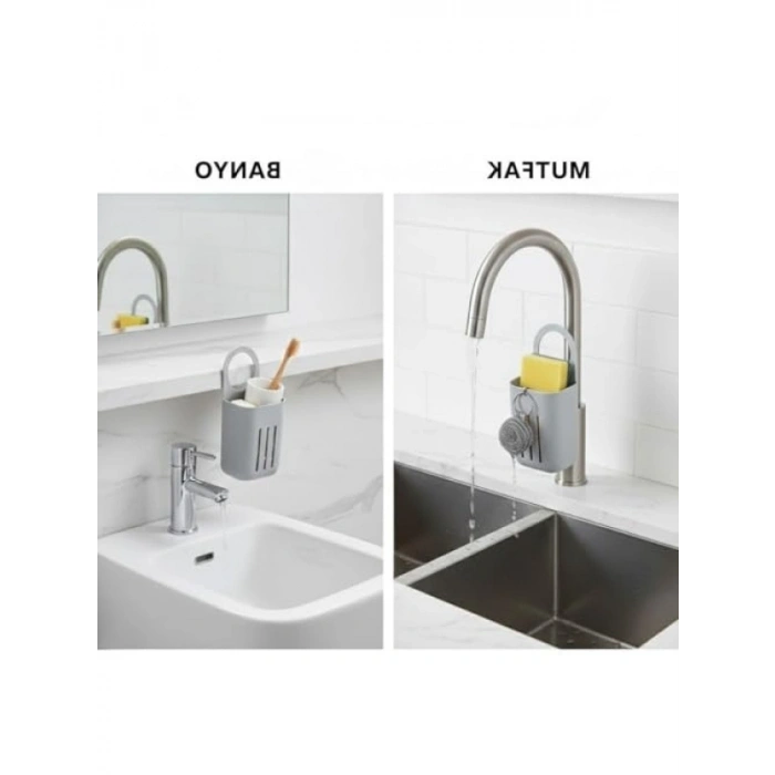 Askılı Akıllı Lavabo Süngerliği - Drenajlı, Kompakt Tasarım (10x18 cm)