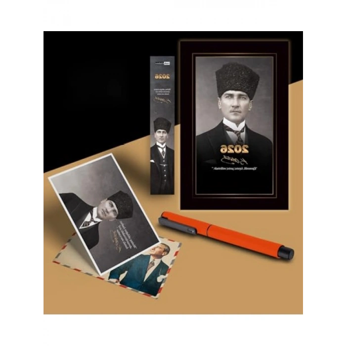 Atatürk Temalı 2026 Ajandası - Ayraç ve Kartpostal ile